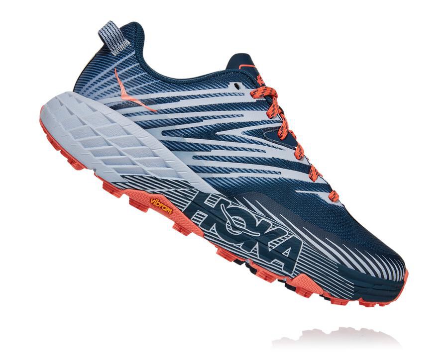 Zapatillas Trail Hoka One One Mujer - Speedgoat 4 - Azul Marino/Blancas - JDQ013452